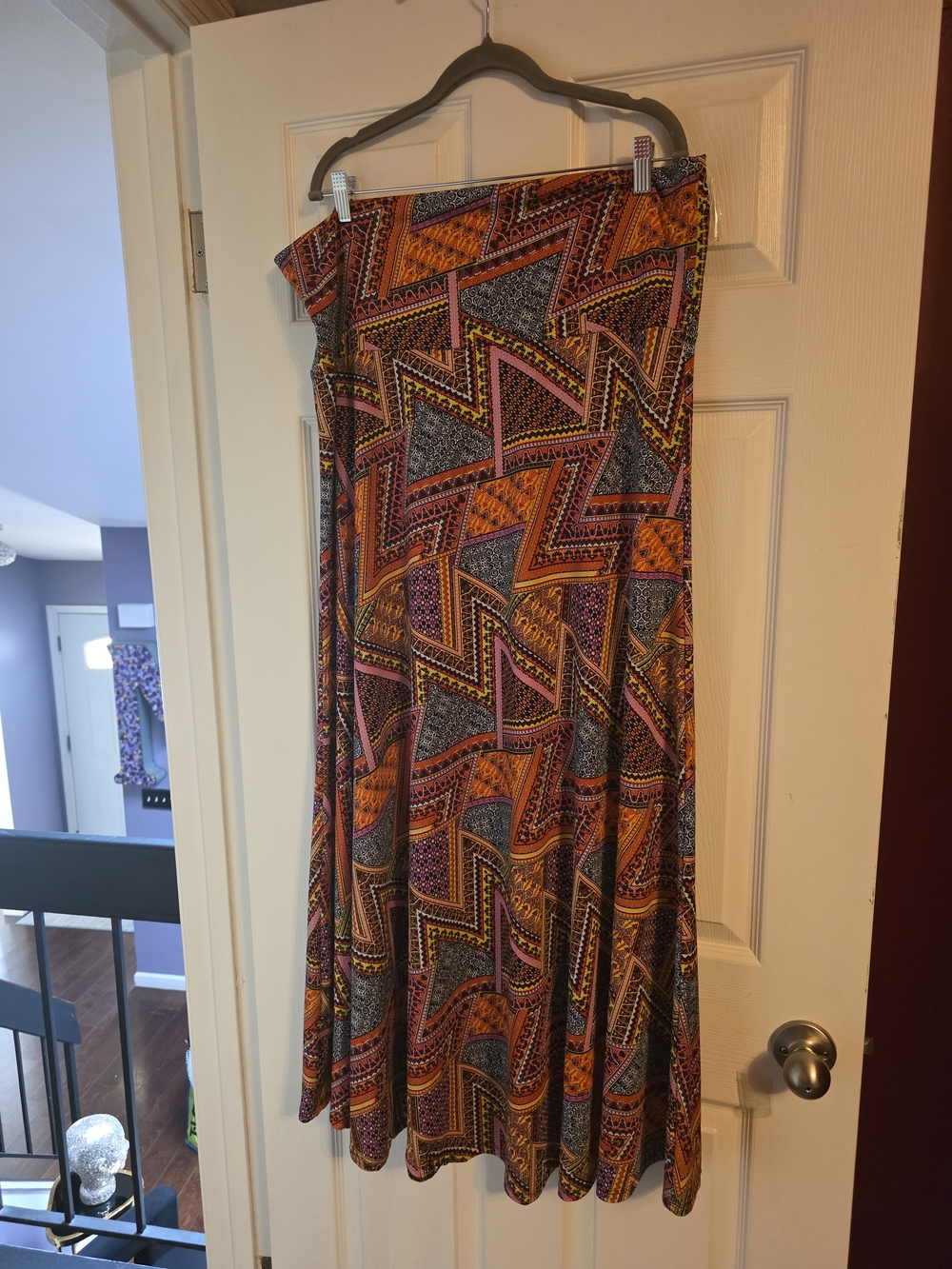 Women’s Printed Maxi Skirt in Orange and Purple